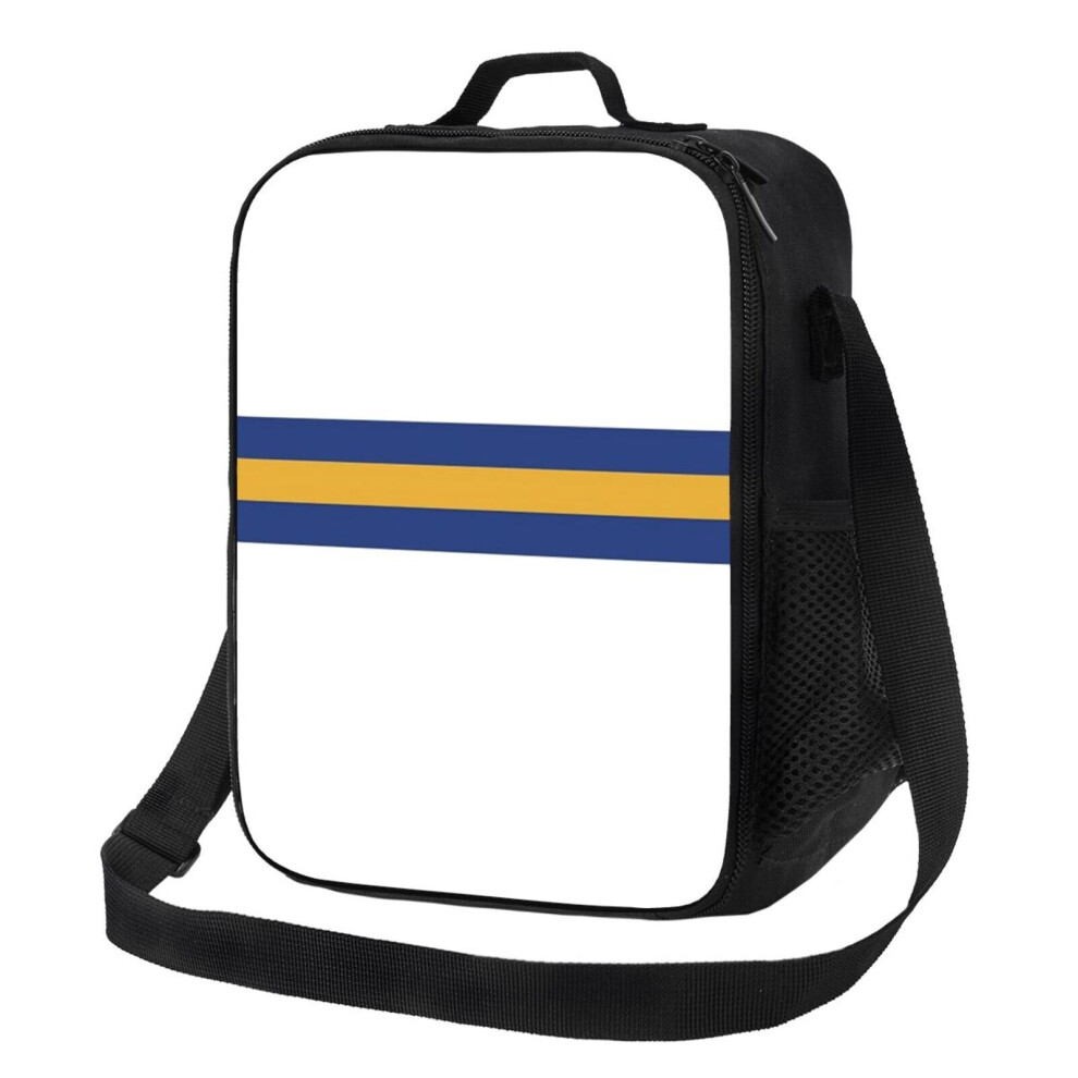 Kids Lunch Bag Leeds United Retro 1994 Home Jersey White Yellow Blue Bar Design Insulated Tote Box for Girls Boys Back to School