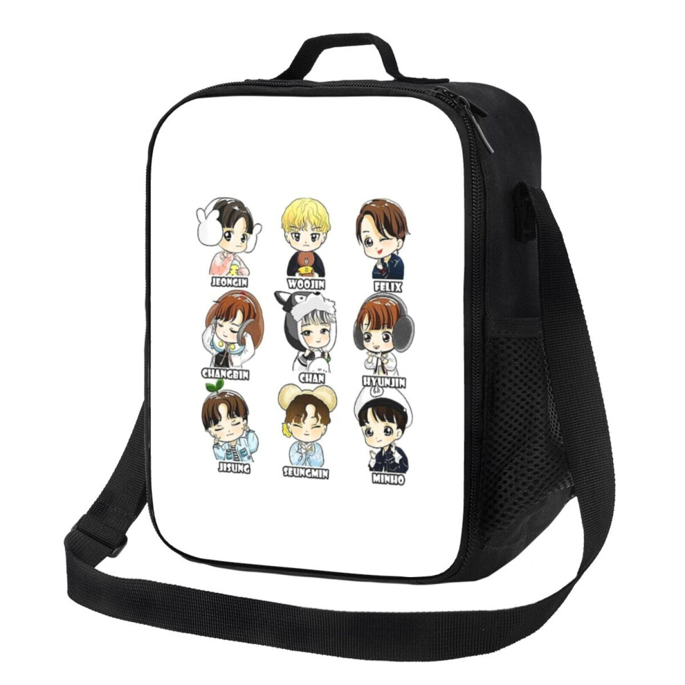 Kids Lunch Bag KPOP STRAY KIDS CHIBI ALL MEMBERS Insulated Tote Box for Girls Boys Back to School