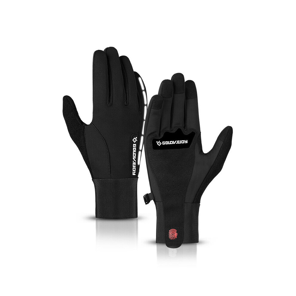 (Black , L) Men Winter Warm Windproof Waterproof Antislip Thermal Touch Screen Gloves