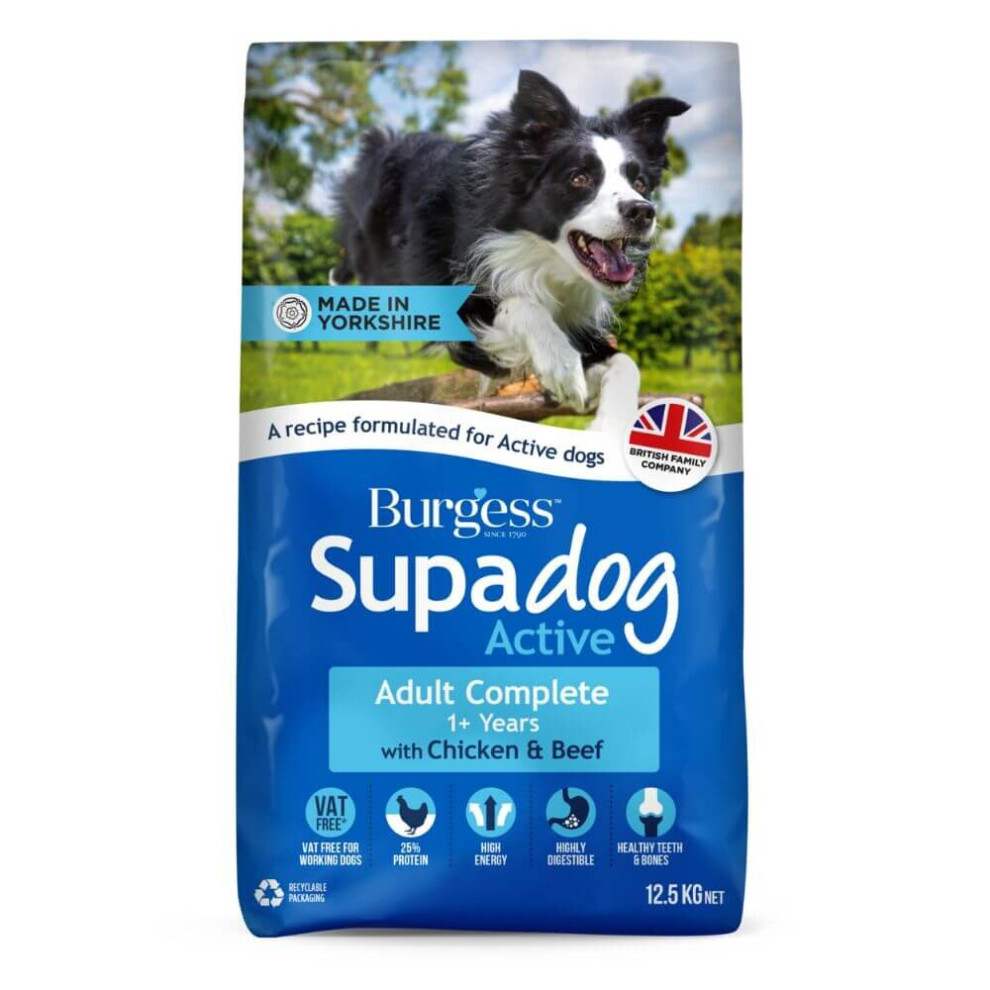 Burgess Supadog Active Dog Food With Chicken & Beef 12.5Kg