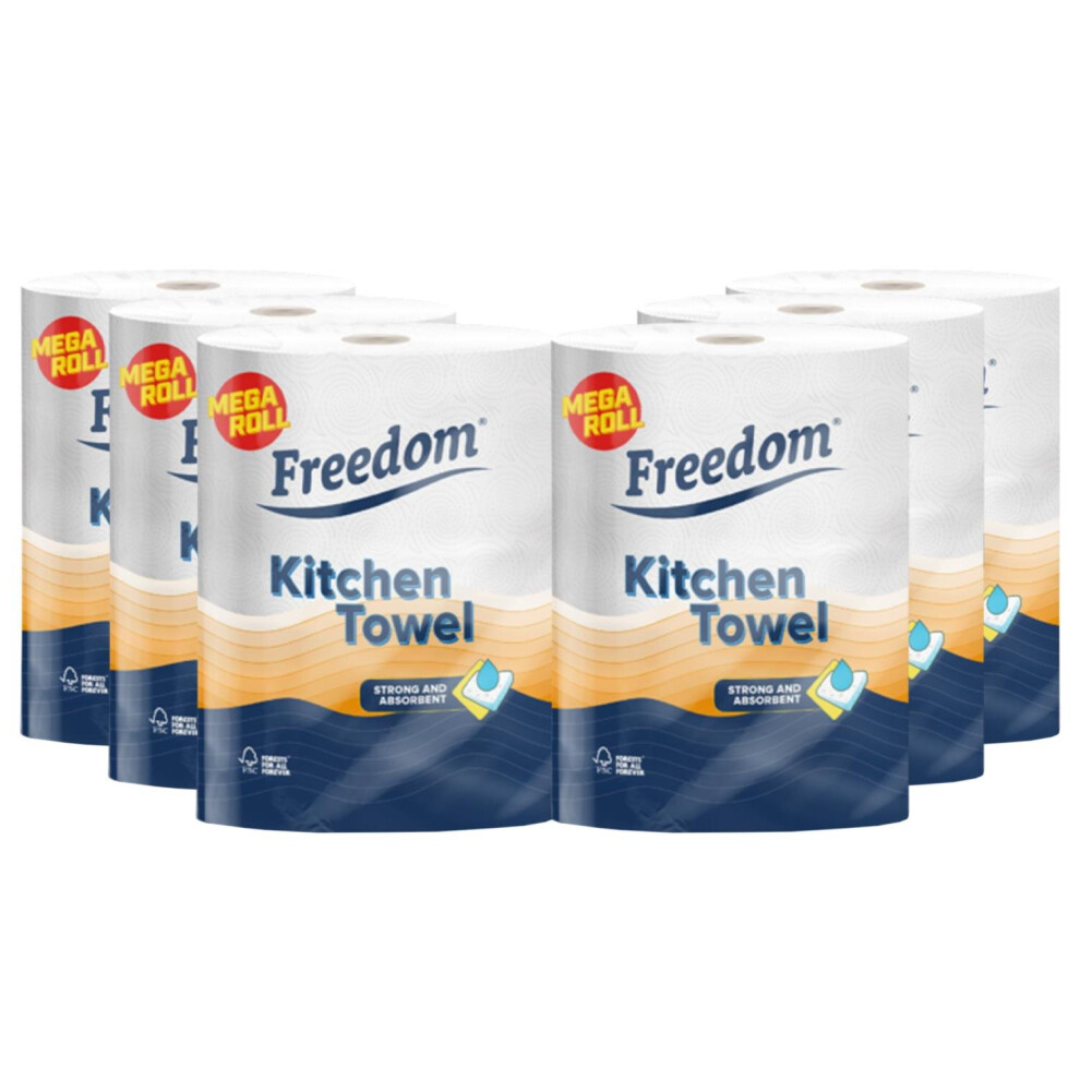 Freedom Rhino Jumbo Luxury Kitchen Towel Rolls, & Absorbent 6 Rolls