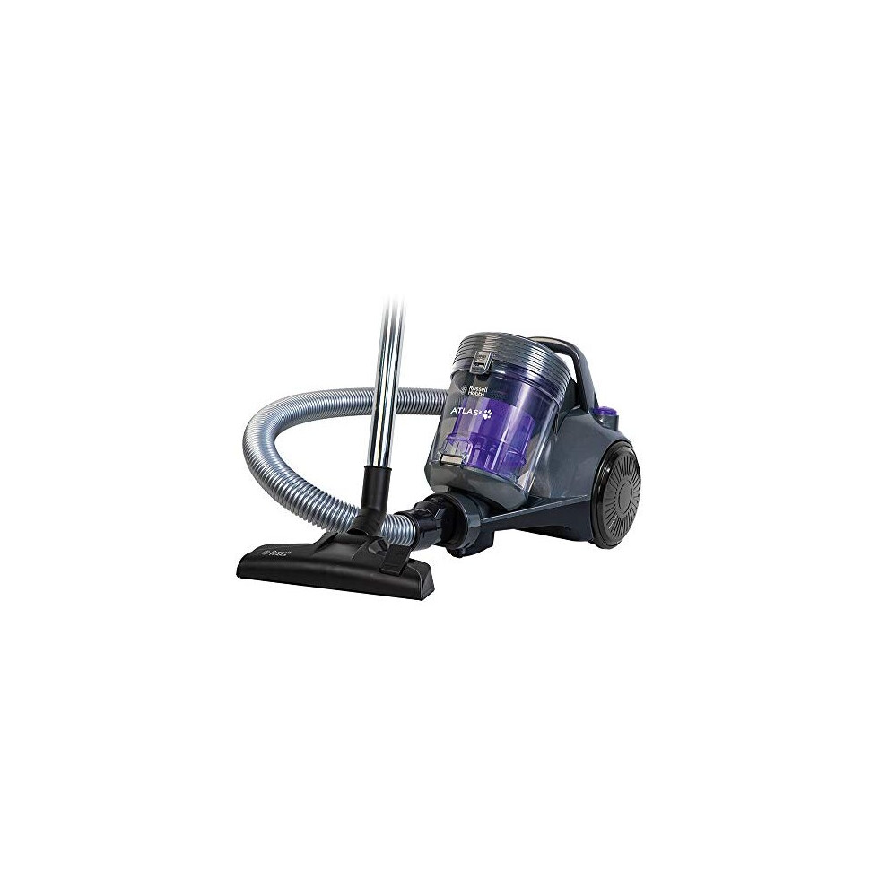 Russell Hobbs RHCV3601 ATLAS2 PET 2.5L Cylinder Vacuum, Grey & Purple, 700 W, 2.5 liters, 77.5 Decibeles