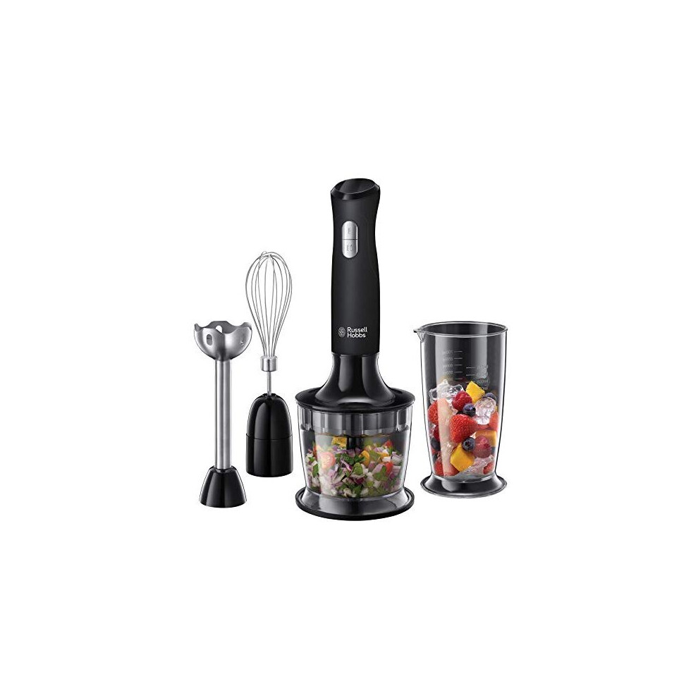 Russell Hobbs 24702 Desire 3 in 1 Hand Blender with Electric Whisk and Vegetable Chopper Attachments, Matte Black