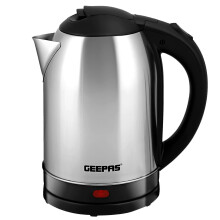 Electric Kettle Stainless Steel Cordless Jug 1.8L Overheat Protection Geepas