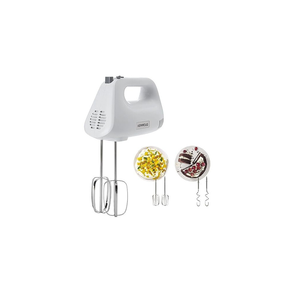 Kenwood Hand Mixer,Electric Whisk, 5 Speeds, Stainless Steel Kneaders and Beaters for Durability and Strength, 450 W, HMP30.A0WH, White