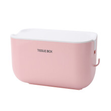 (a-Pink22 5x14x13cm) Waterproof No Drilling Tissue Box Wall Mounted Napkin Holder Home Bathroom Paper Storage Tool