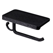 (a-Black) Vintage Toilet Paper Holder Bathroom Metal Roll Tissue Rack Wall-Mounted Retro Phone Towel Shelf