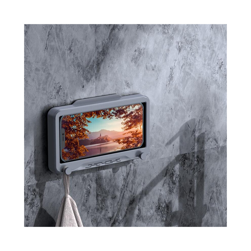 (A-Rotatable ) Seal Protection Mobile Phone Box Bathroom Phone Shell Wall Hanging Home Wall Bathroom Phone Case Shower Accessories Punch Free Gray 4854327923865