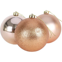 (6Pcs, Rose Gold) 10cm Christmas Baubles Shatterproof,Tree Decor