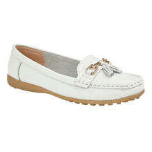 (5 UK) Womens Boulevard Tassle Loafers White