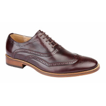 (2 UK) Boys Goor 5 Eye Wing Capped Brogue Shoes Oxblood Red