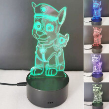 3D Night Light Paw Patrol Toys Illusion Lamp 7-Colors Changing Desk LED Lights