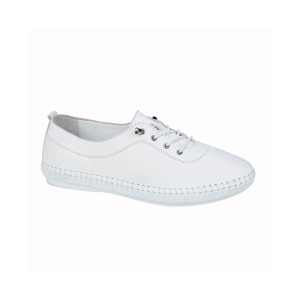 (5 UK) Womens Mod Comfys Softie Leather Shoes White