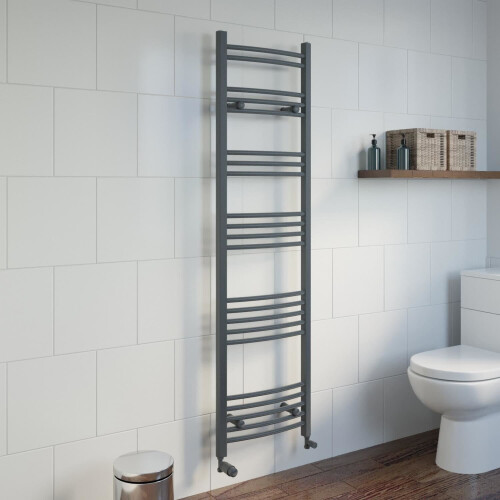 DuraTherm Curved Heated Towel Rail Anthracite - 1600 x 450mm 1