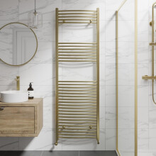 DuraTherm Curved Heated Towel Rail Brushed Brass - 1800 x 600mm