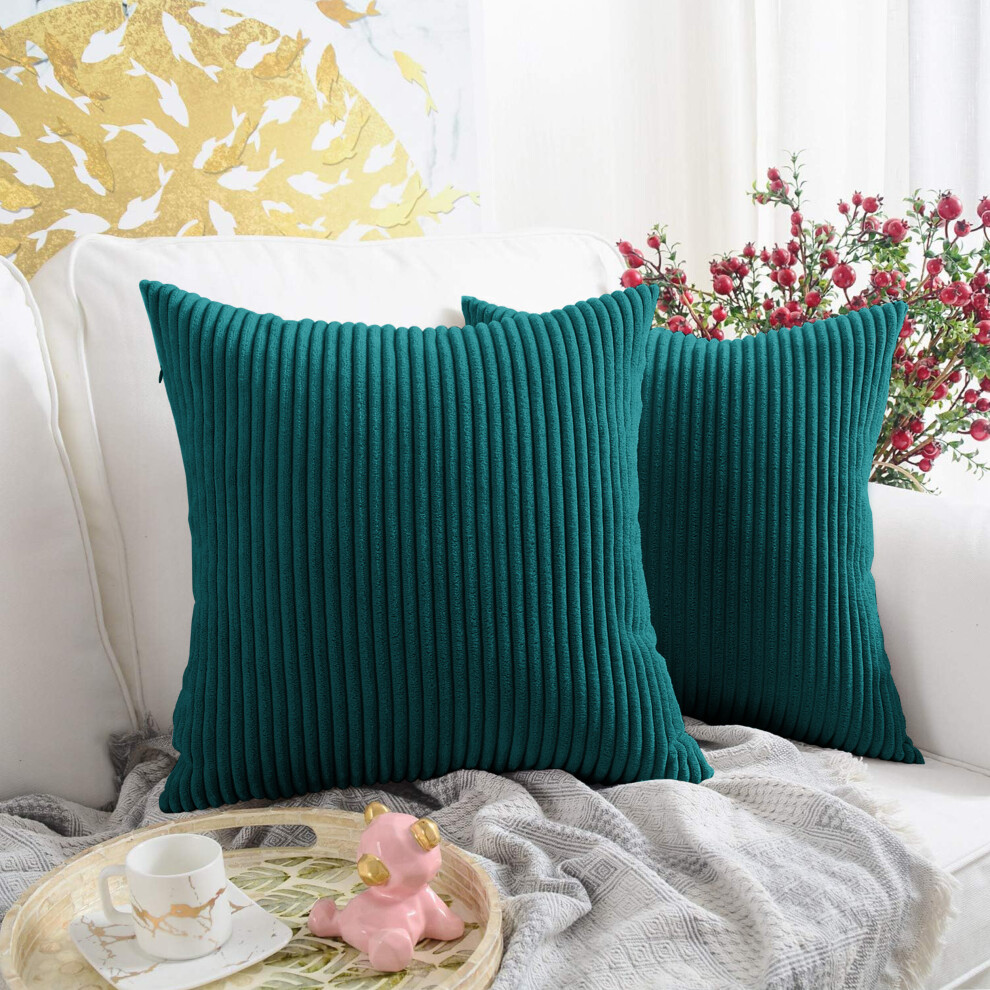 (Pack of 2, Teal) Cushion Covers Stripe Velvet Cushion Cover Pack of 1, 2 & 4