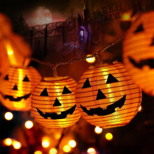 Halloween Decorations Pumpkin Lights 2M 10 LED Orange Lanterns Light Battery Powered Autumn String Lights Jack-O-Lantern Fairy Lights Indoor Outdoor