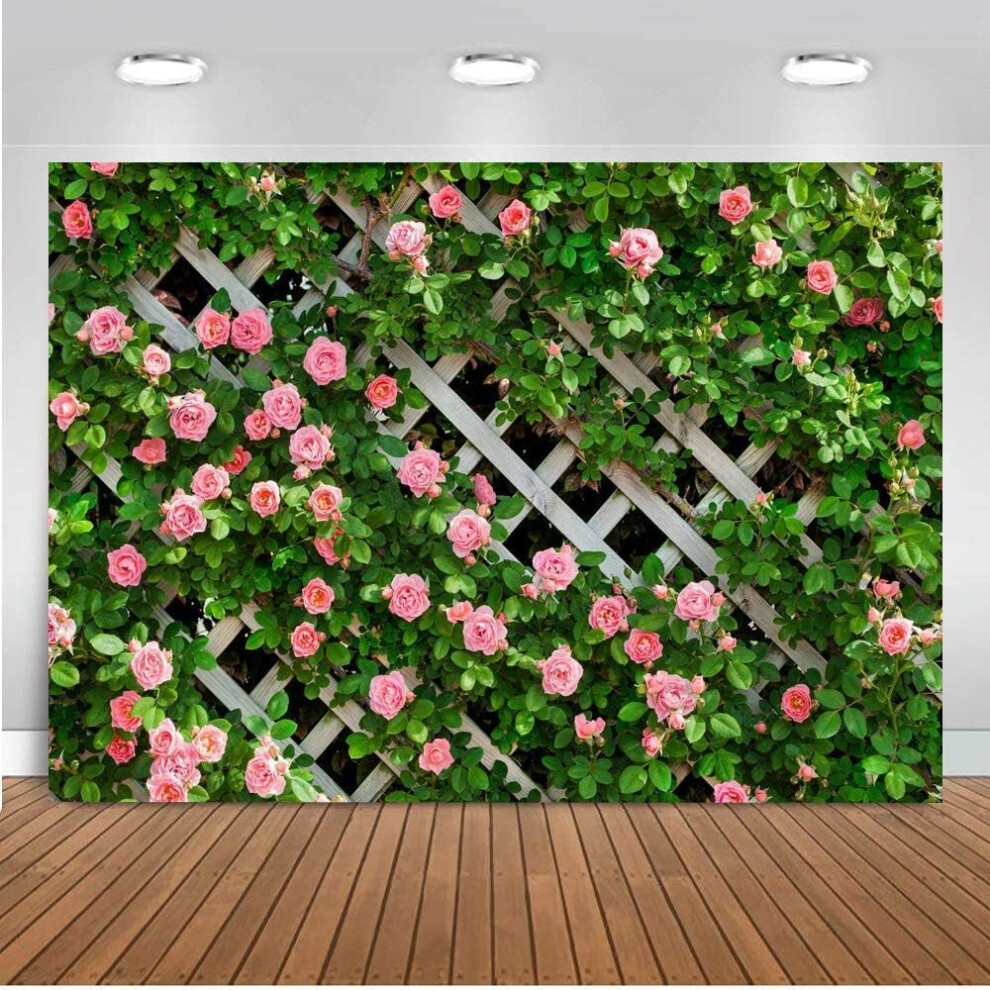 7X5ft Flowers Backdrop For Photography Spring Floral Photo Backdrop Leaf Fence Backdrops Birthday Party Decoration Green 7770197688949