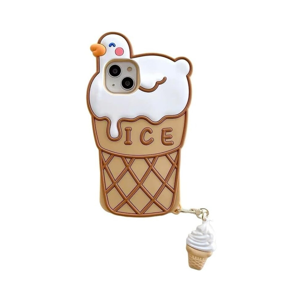 Photos - Case TIANFU Extra Thick Soft Silicone Ice Cream Cone  with Charm Keychain for Apple iPhone 13 White Baby Duck 3D Cartoon Cute Fun Cu 