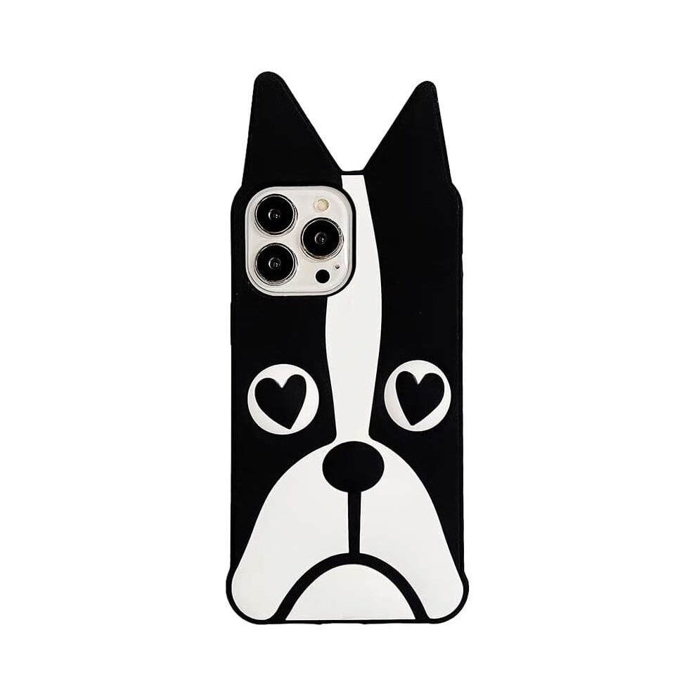 Ultra Thick Soft Silicone French Bulldog Case For Apple Iphone 13 Pro Max 3D Puppy Black And White Colourway Cute Fun Cute Kawaii White,Black 7770197700863
