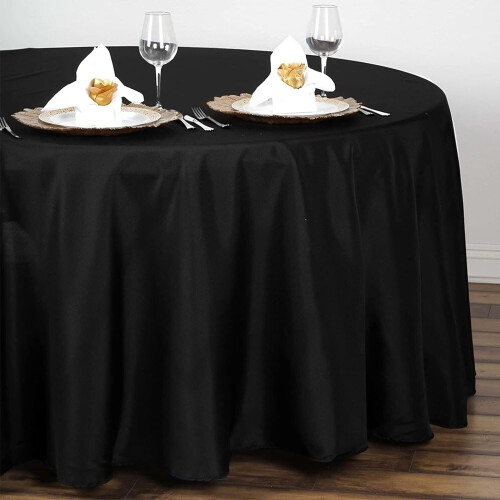 84 Inch Round Disposable Table Cloth Plastic Round (Black, 4) 2