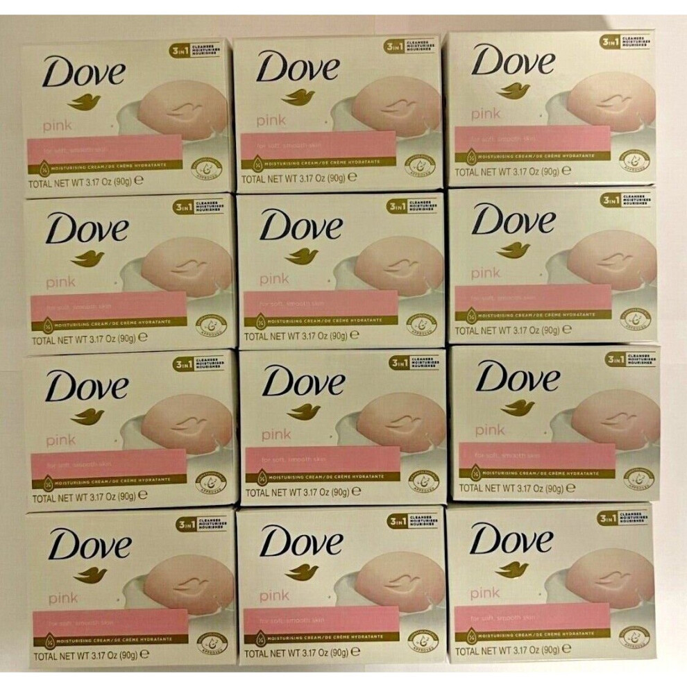 (12 x 90g Pink) 12 x Dove Beauty Moisturising Cream Bar Soap 90g Various Types