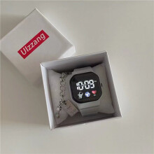 (Grey) Minimalist Fashionable Student Women Waterproof Electronic Strap Watch