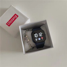 (Blue) Minimalist Fashionable Student Women Waterproof Electronic Strap Watch