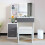 (Grey + White) Dressing Table With Drawers Mirror Stool Set Makeup Desk Vanity Table Bedroom 5