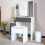 (Grey + White) Dressing Table With Drawers Mirror Stool Set Makeup Desk Vanity Table Bedroom 4