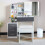 (Grey + White) Dressing Table With Drawers Mirror Stool Set Makeup Desk Vanity Table Bedroom 7