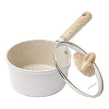 CAROTE Saucepan with Lid 16cm/1.5L, Nonstick Milk Pan for Induction, Gas and Electric Hobs, Small Cooking Pot with Pour Spout