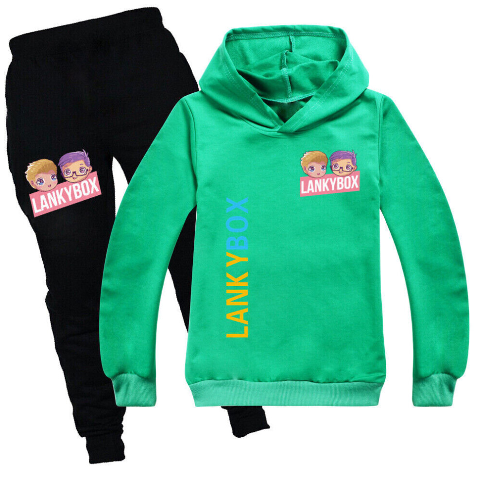 (Green, 6-7Years) Kids LANKYBOX Print Hoodies+Pants Suits Boys Hooded Sweatshirt Tracksuit Sets