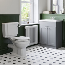 Park Lane Traditional Close Coupled Toilet & Grey Vanity Unit - 600mm