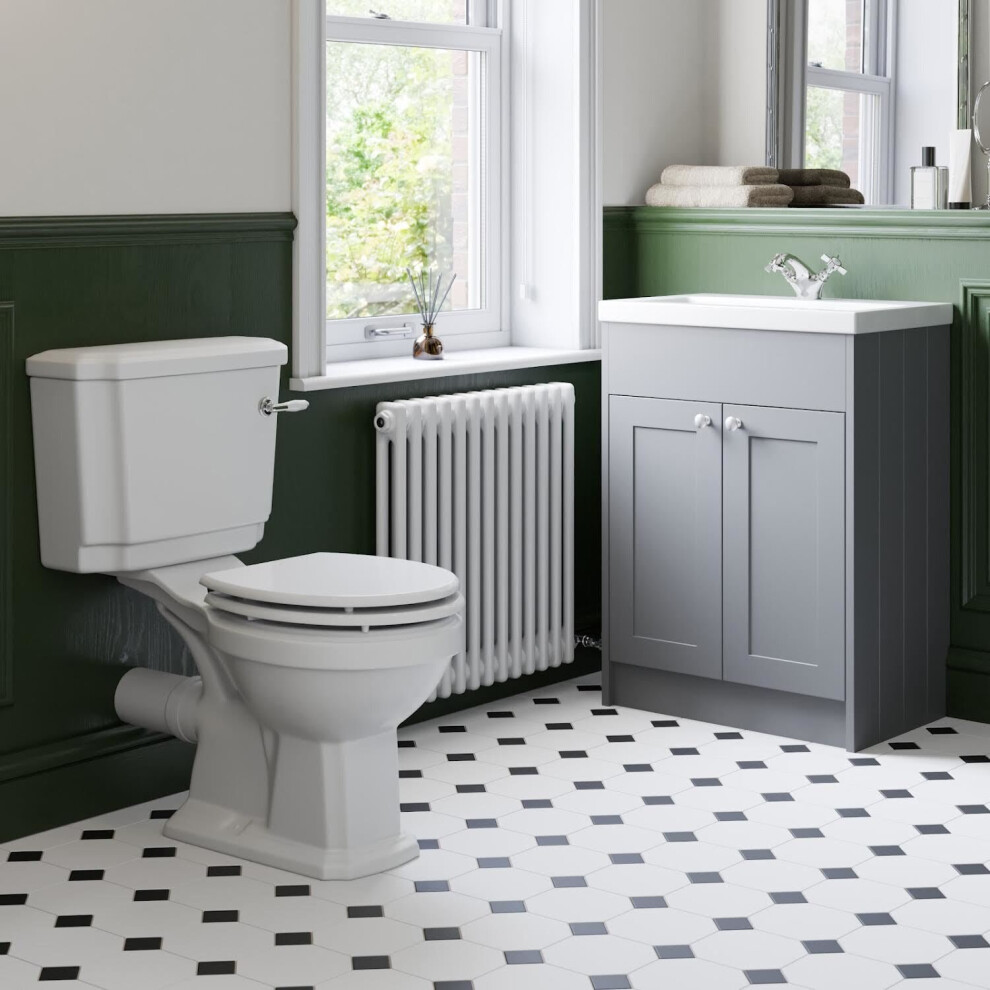 Park Lane Traditional Close Coupled Toilet & Grey Vanity Unit - 600Mm 5056696026546