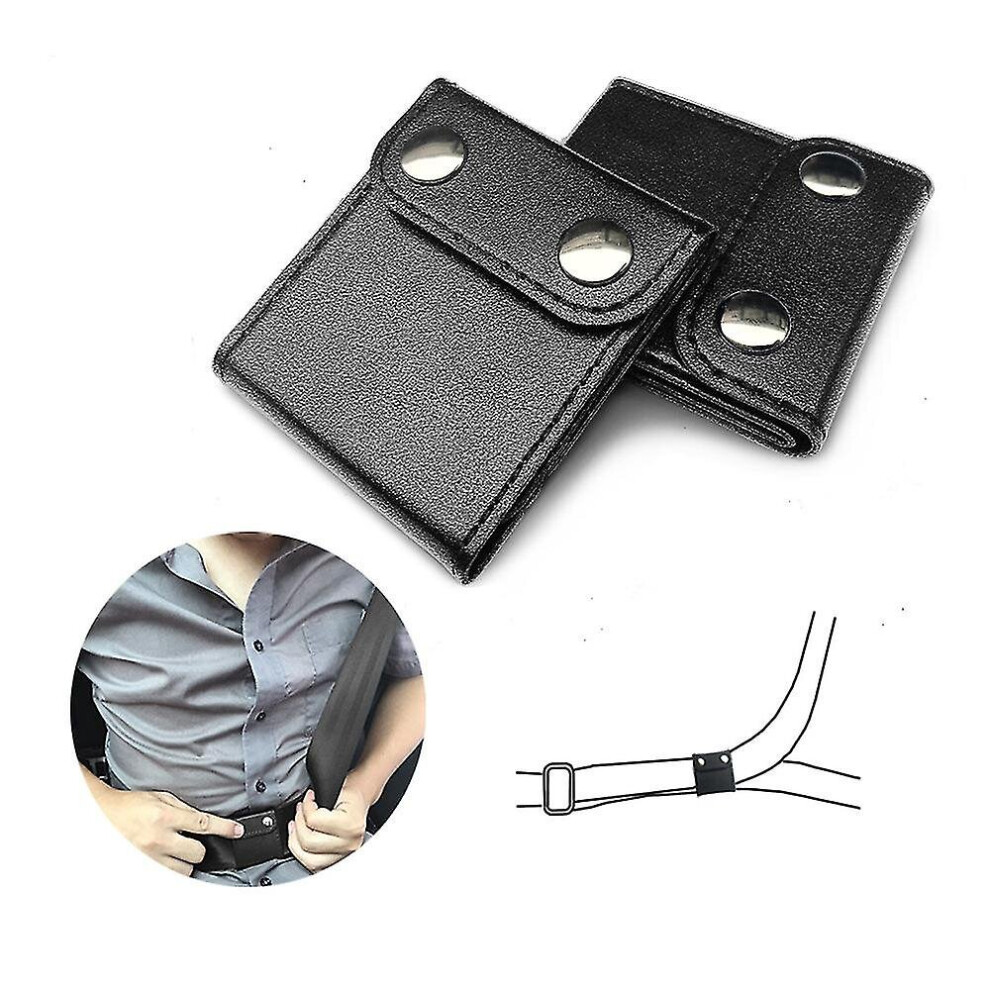 (Black) 2pcs Car Seat Belt Adjuster Neck Strap Positioner ing Clip Protector