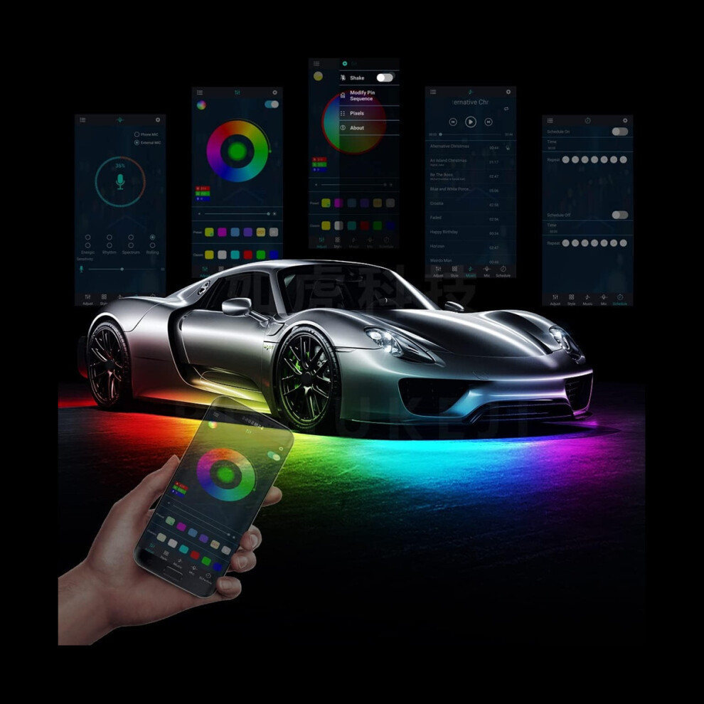 Tlily Light Car Underglow Led S, Dream Color Strip S With App Control, Exterior Car Neon Accent S Kit