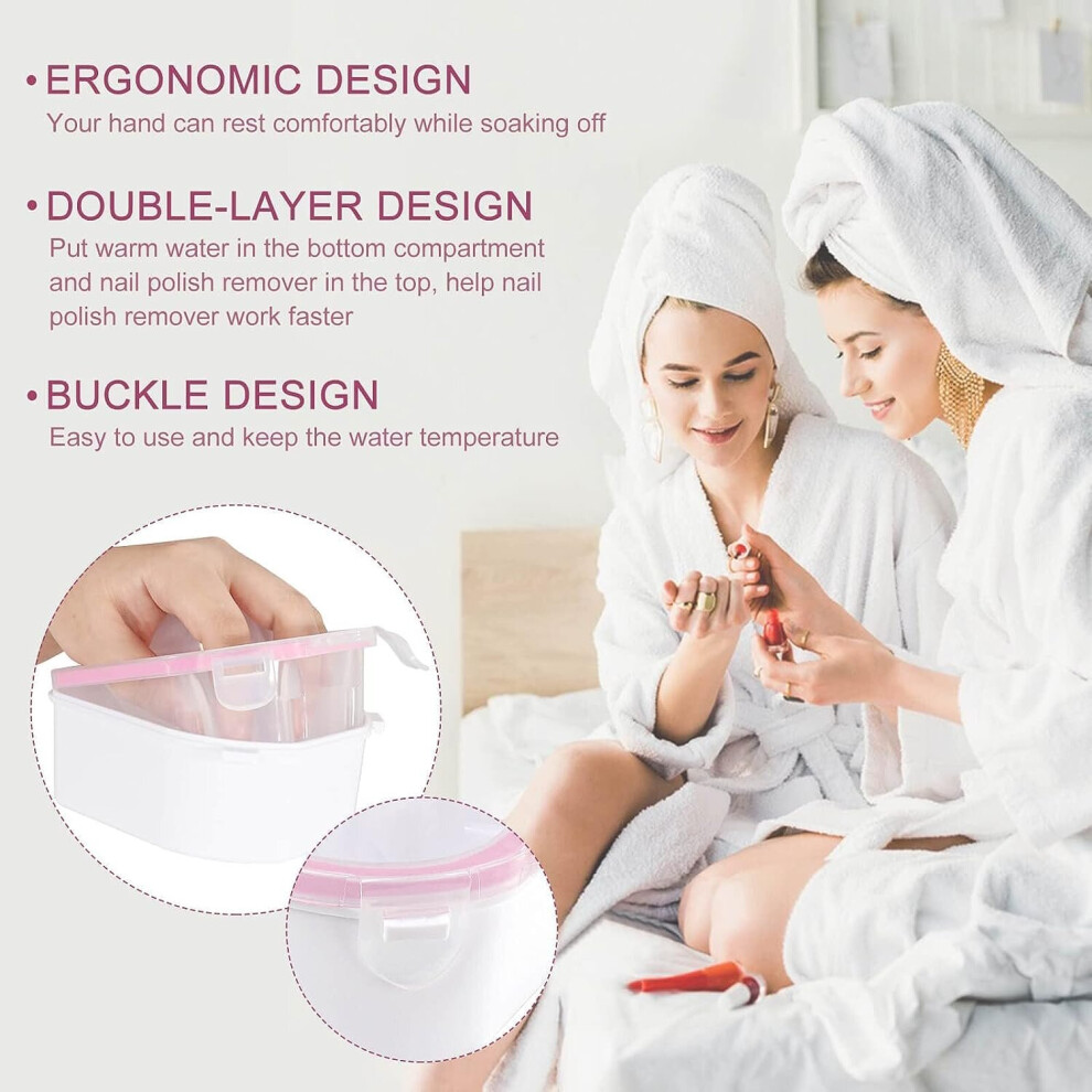 Tianfu 2Pcs Nail Soaking Bowl, Double Layer Manicure Bowls, Upgrade Thicken Acetone Soaking Bowls, Soak Off Gel Polish Remover Bowl