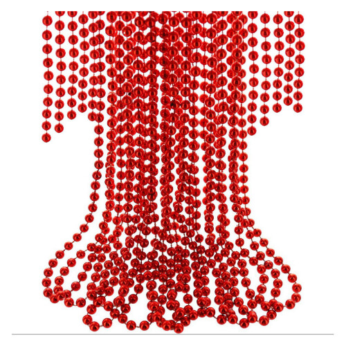 (Red) 24ft Christmas Tree Decorations Pearl Beads Chain