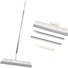 Silicone Floor Squeegee, Removable Water Squeegee Scrubber, Foam Broom, Floor Squeegee Broom with Rubber Telescopic Handle Shower Glass