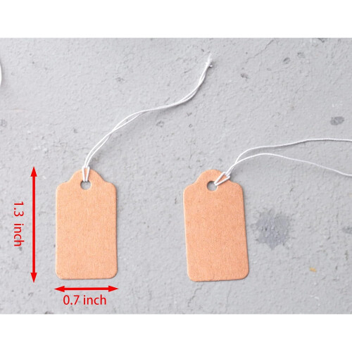 100 Pcs Display Tags With Hanging String Mini Writable Blank Label Display Tags-Kraft 2