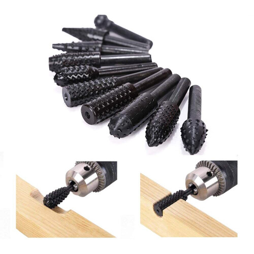 10 St¹ck Wood Rasp Set Rasp Set Wood Shank Milling Kit Drill Bit Drill