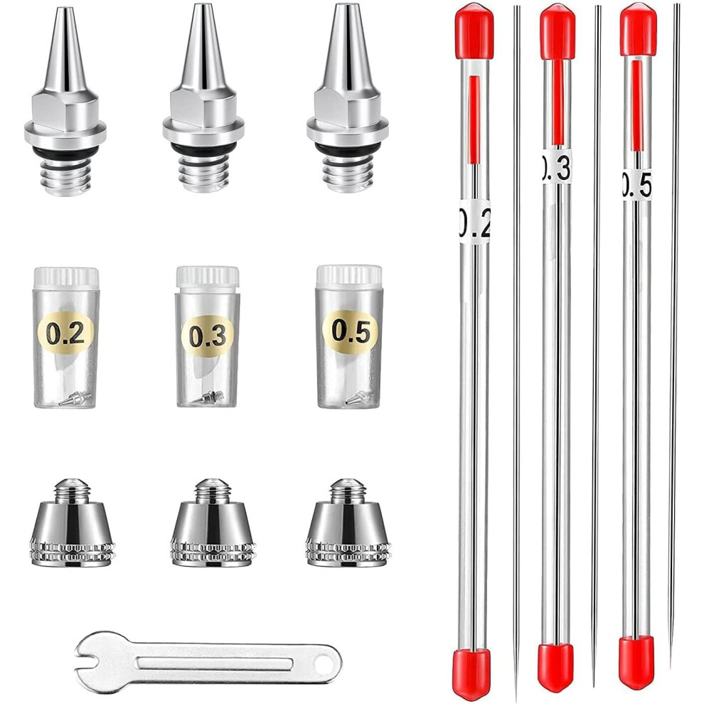 Nozzle cap, Needle and nozzle for AB130 airbrush, of 0.2 mm, 0.3 mm, 0.5 mm. Airbrush Spare Parts.