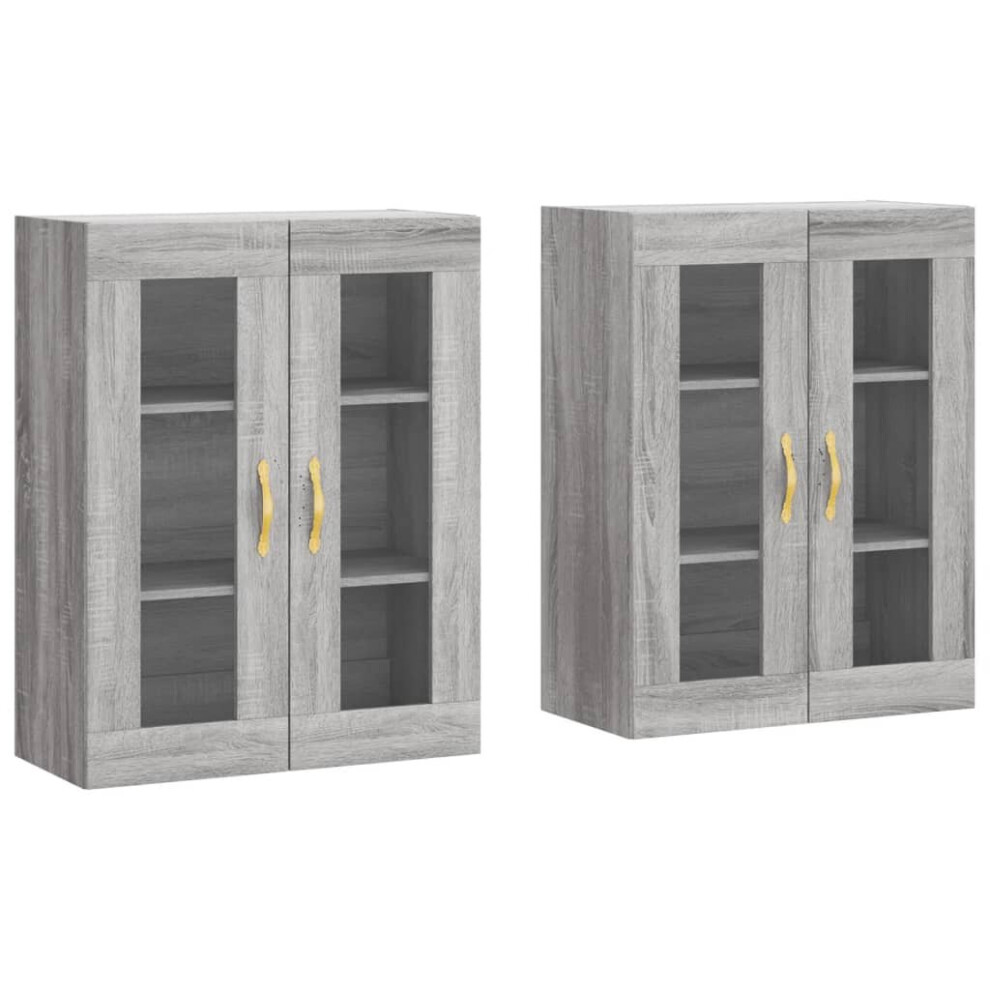 vidaXL Wall Mounted Cabinets Side Cabinet 2 pcs Grey Sonoma Engineered Wood