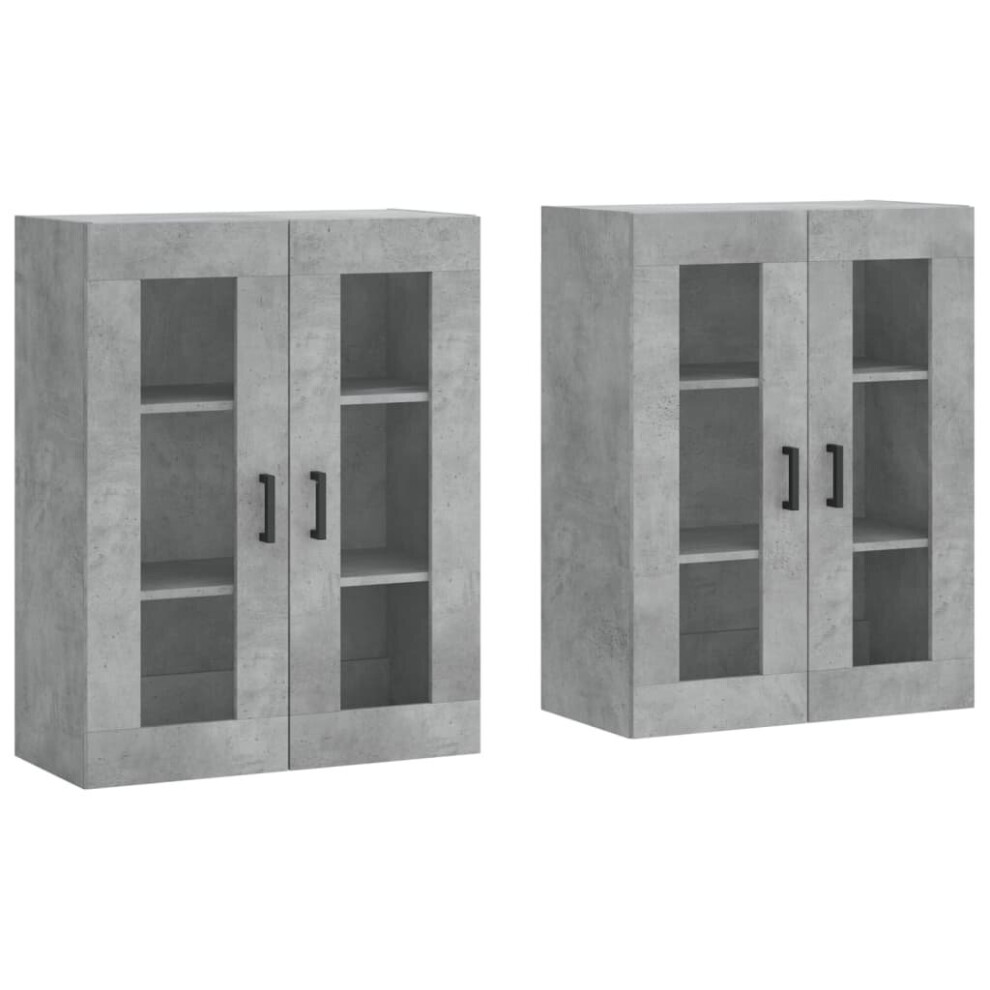 Vidaxl Grey Wall Mounted Cabinets Wall Cupboard2 Pcs Concrete Engineered Wood