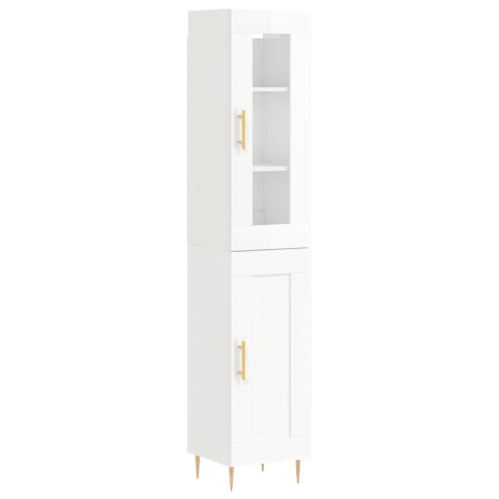 vidaXL Highboard Sideboard Cupboard Cabinet High Gloss White Engineered Wood