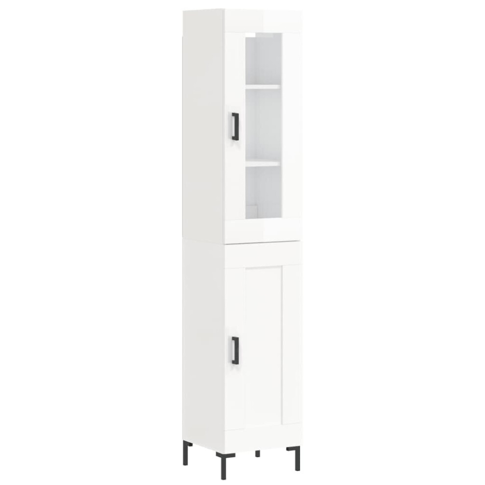 vidaXL Highboard Sideboard Cupboard Cabinet High Gloss White Engineered Wood