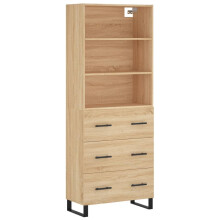 (sonoma oak, 3 drawers) vidaXL Highboard Sideboard Storage Cabinet High Gloss White Engineered Wood