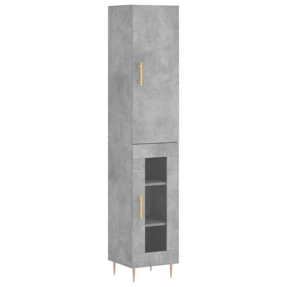 (concrete grey, 1 glass door) vidaXL Highboard Sideboard Tall Storage Cabinet Side Cabinet Engineered Wood