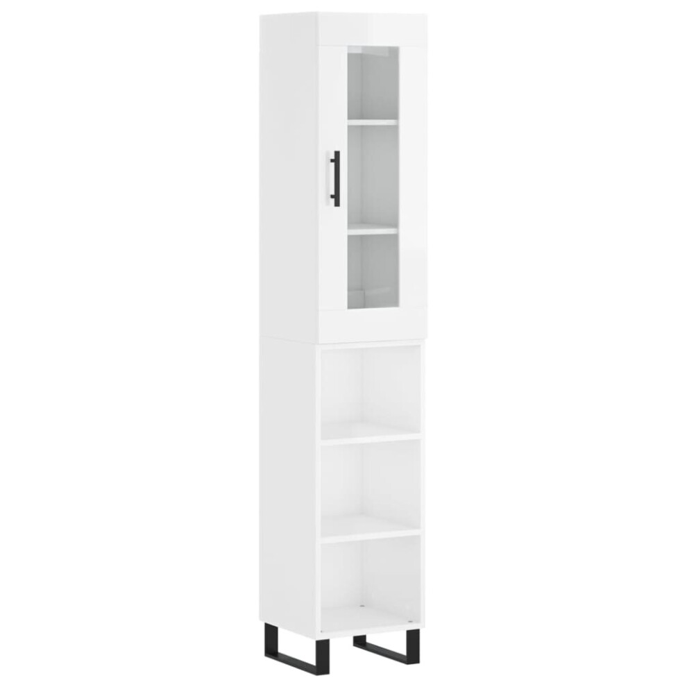 vidaXL Highboard Sideboard Storage Cabinet High Gloss White Engineered Wood